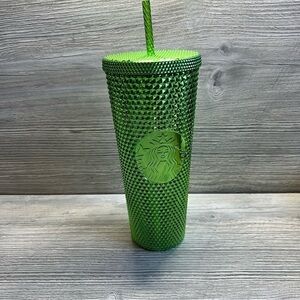 NWT Starbucks 2023 Christmas Holiday Winter Green Bling Stud Venti Tumbler 24oz